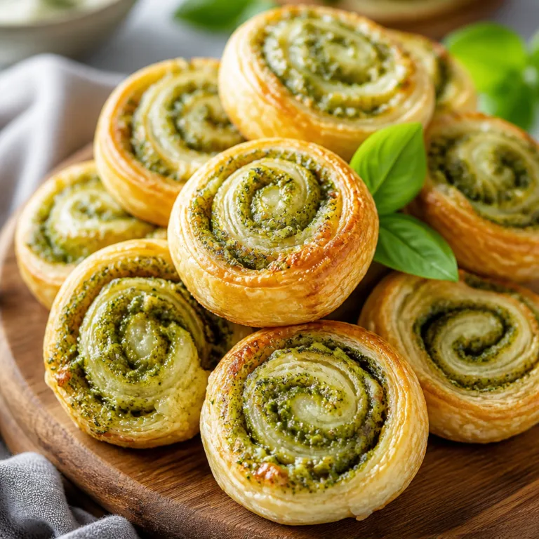 Pesto Pinwheels (Flaky Cheesy Puff Pastry)