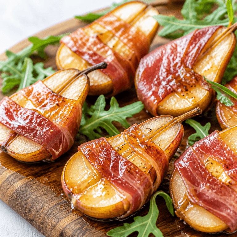 Prosciutto Wrapped Pears with Honey Drizzle