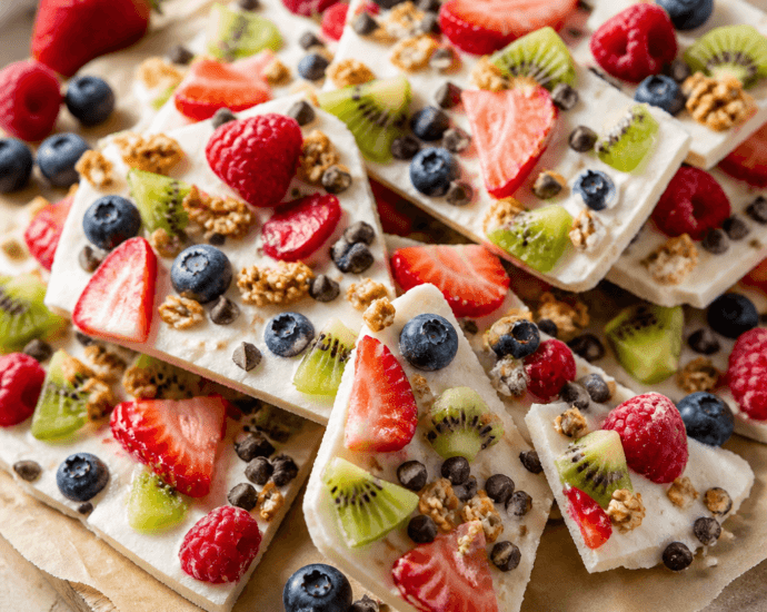 Frozen Yogurt Bark with Fruit & Granola