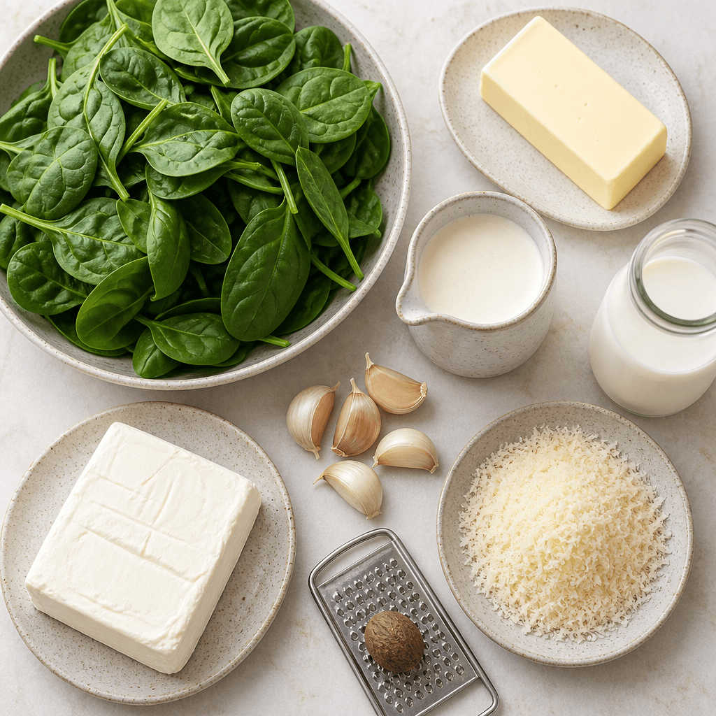 Creamed Spinach with Nutmeg ingredients