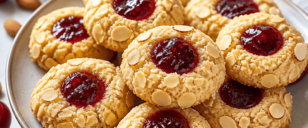 Cherry Almond Thumbprint Cookies