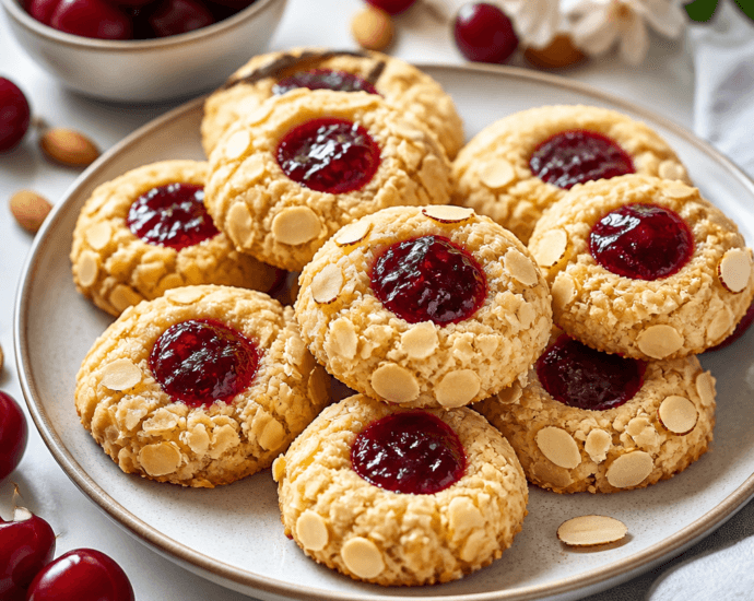 Cherry Almond Thumbprint Cookies