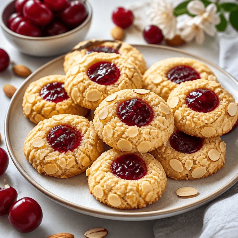 Cherry Almond Thumbprint Cookies (Easy Recipe)
