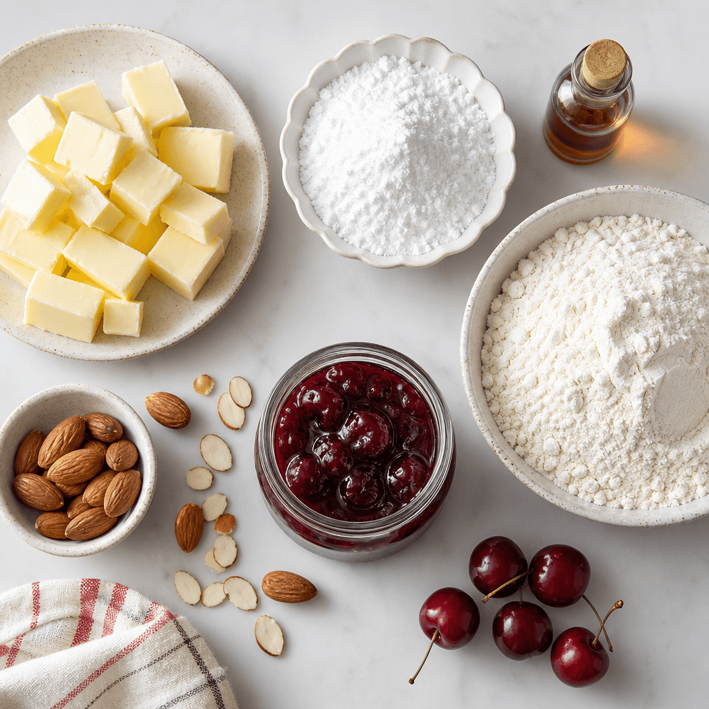 Cherry Almond Thumbprint Cookies ingredients