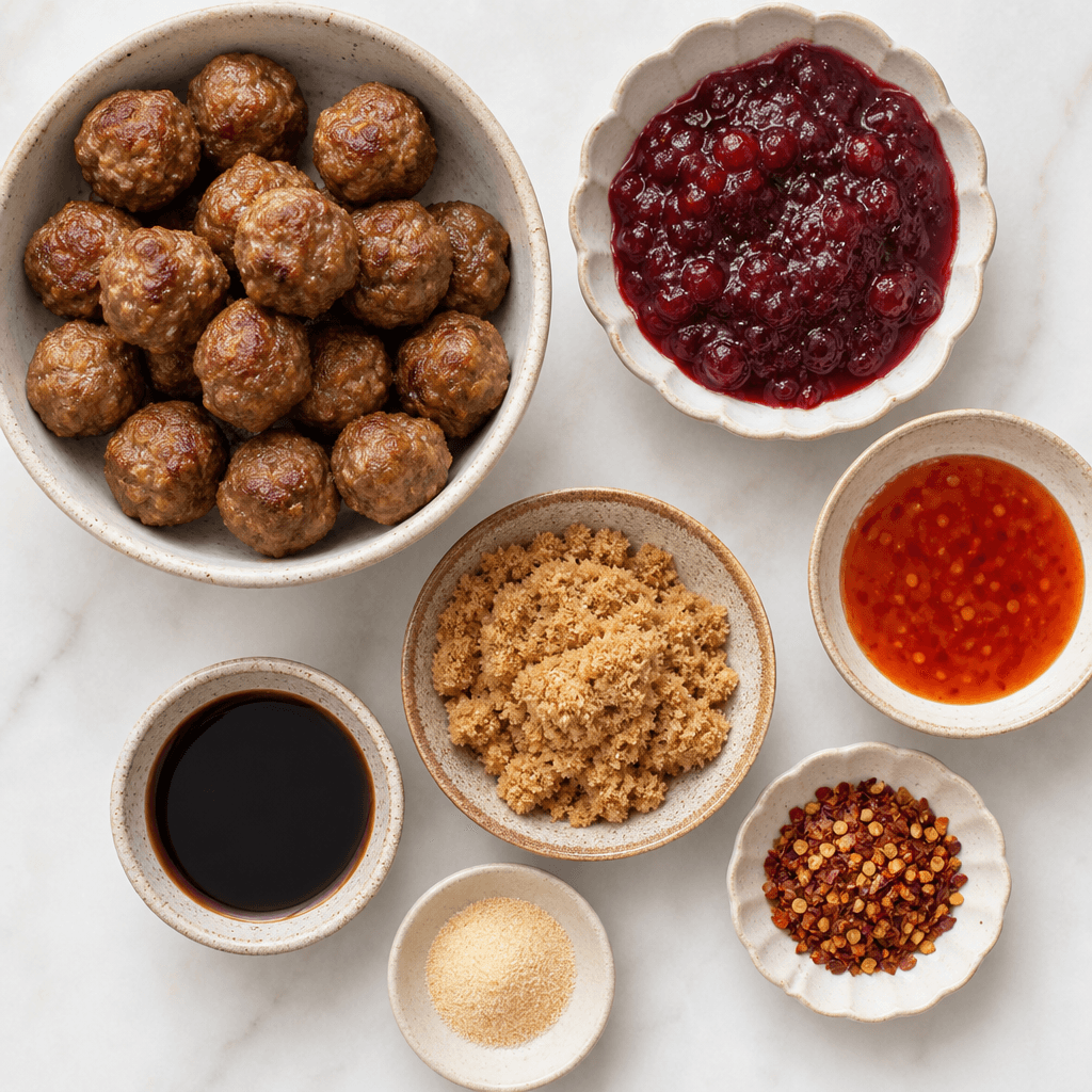 Sweet and Spicy Meatball Appetizers ingredients