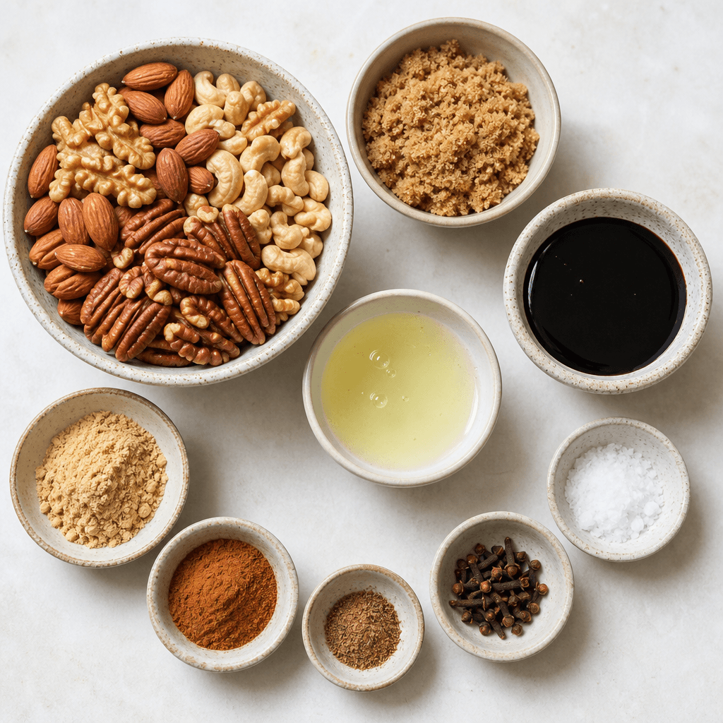 Gingerbread Spiced Nuts ingredients