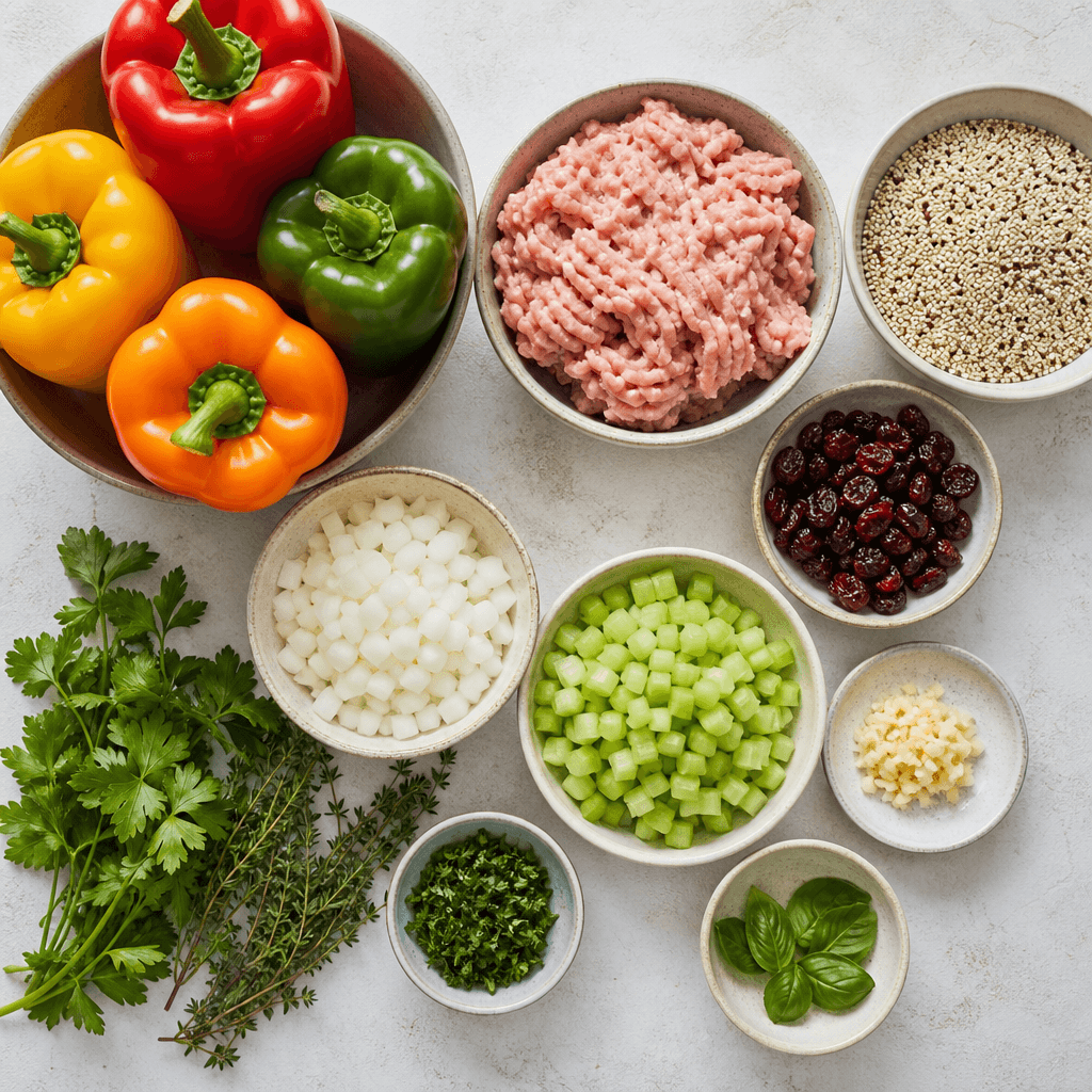 Stuffed Peppers with Ground Turkey and Quinoa ingredients