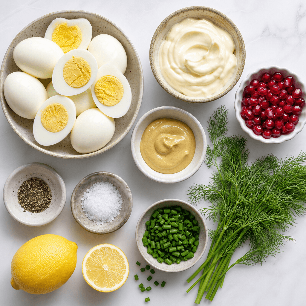 Deviled Eggs with a Holiday Flair ingredients