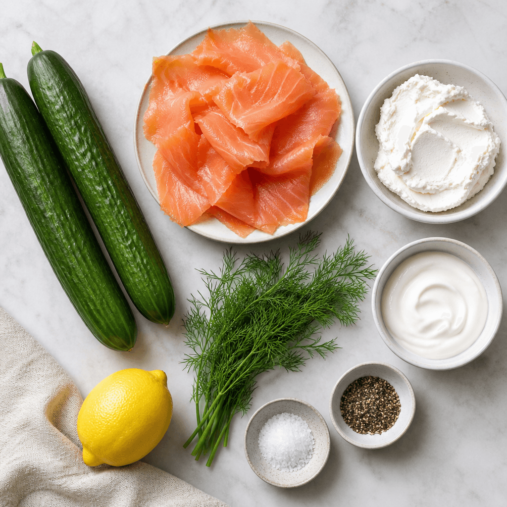 Smoked Salmon Cucumber Bites ingredients