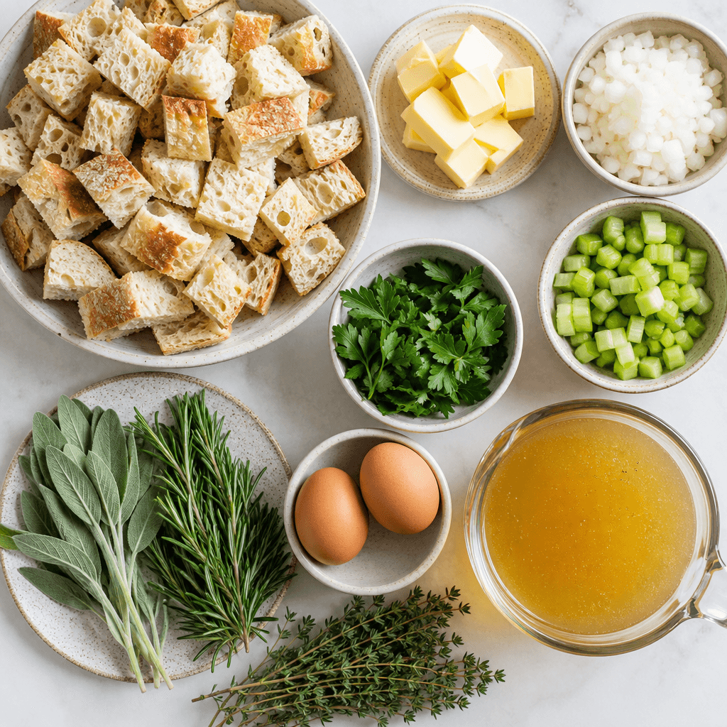 Buttery Herb Stuffing Recipe ingredients