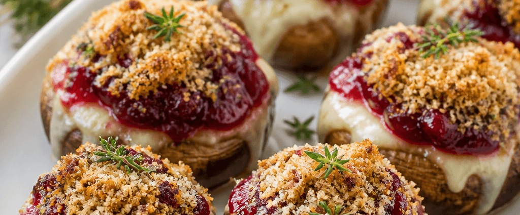 Cranberry Brie Stuffed Mushrooms