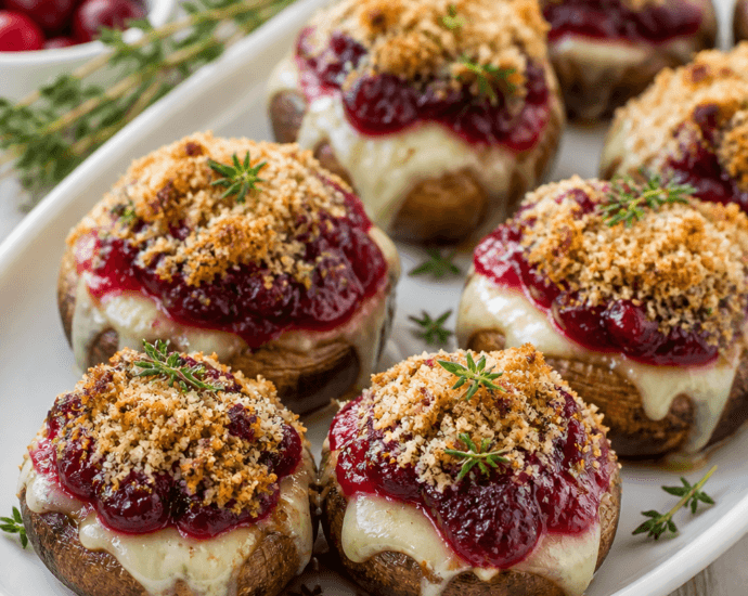 Cranberry Brie Stuffed Mushrooms