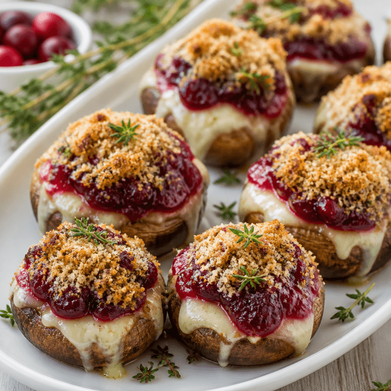 Cranberry Brie Stuffed Mushrooms