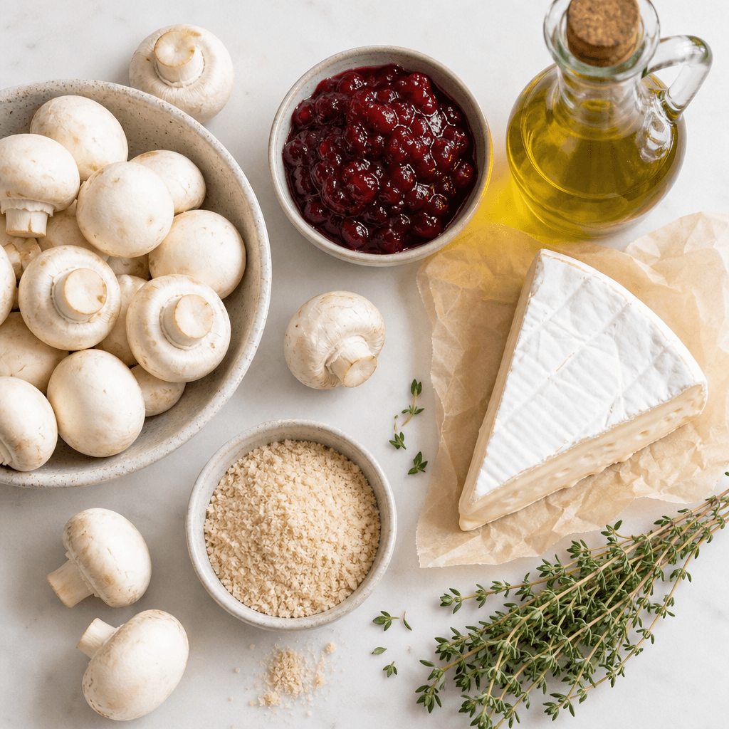 Cranberry Brie Stuffed Mushrooms ingredients