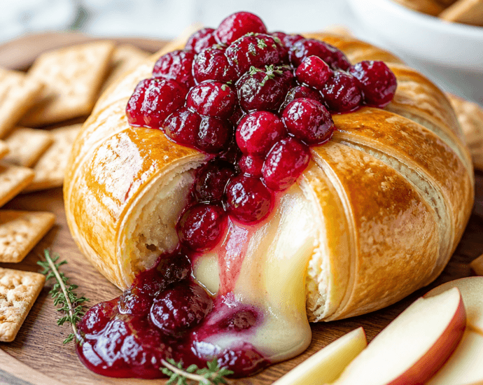 Baked Brie with Cranberry Sauce