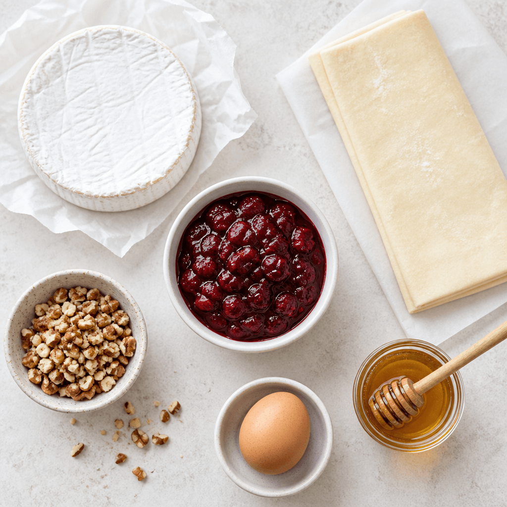 Baked Brie with Cranberry Sauce ingredients