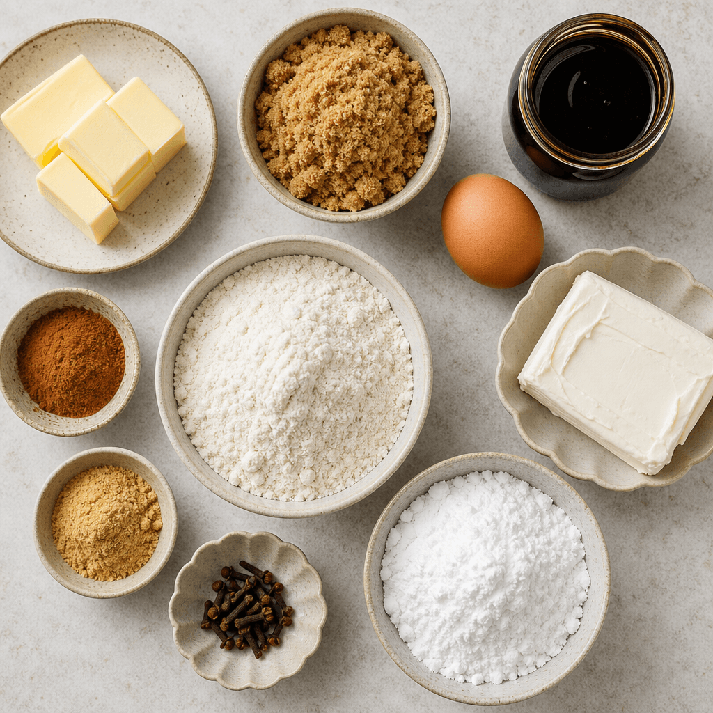 Gingerbread Cake with Cream Cheese Frosting ingredients