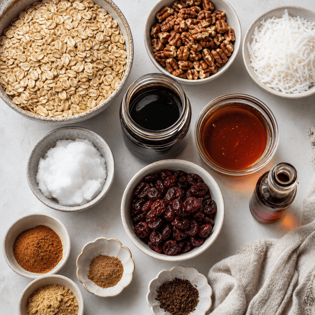 Gingerbread Granola ingredients