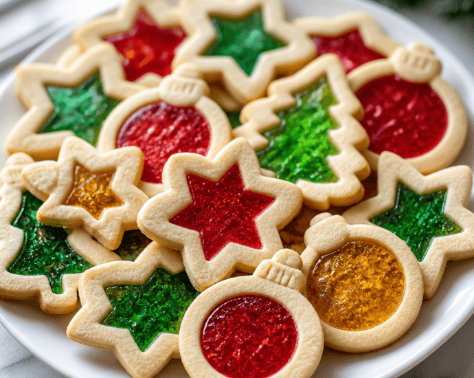 Vibrant Holiday Stained Glass Window Cookies