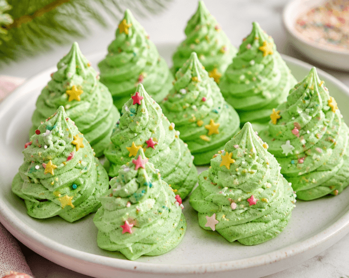 Festive Christmas Tree Meringue Cookie Recipe