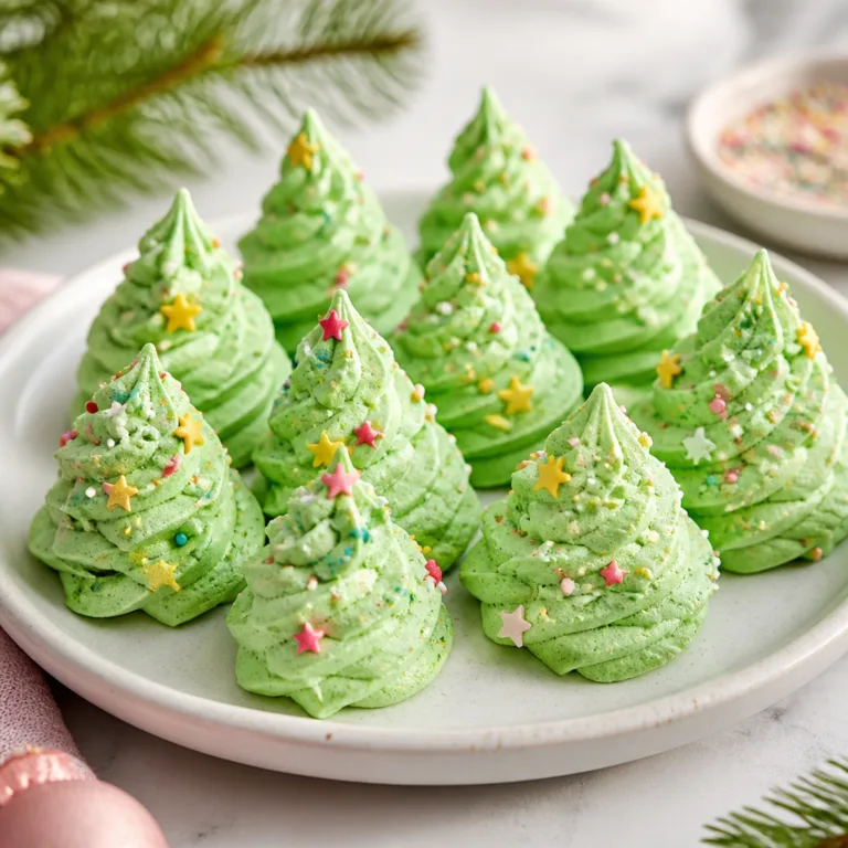 Christmas Tree Meringue Cookies (Light, Crisp & Festive)