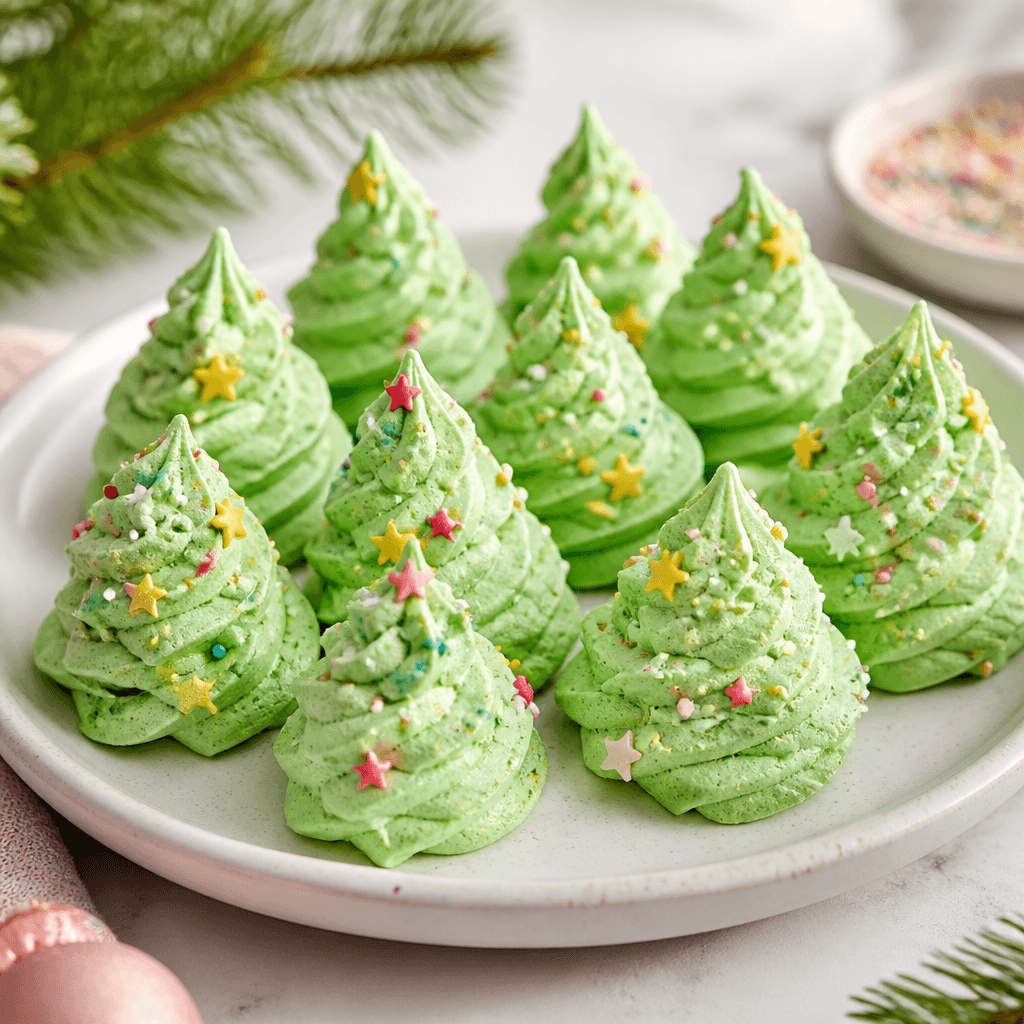 Christmas Tree Meringue Cookies (Light, Crisp & Festive)