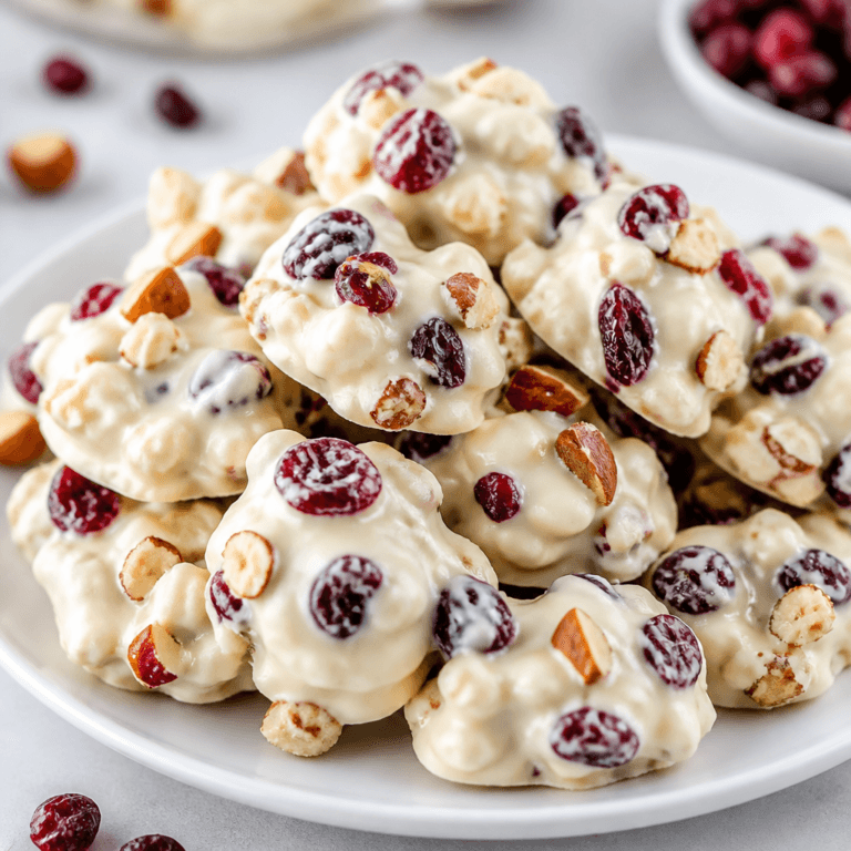 White Chocolate Cranberry Clusters (Easy No-Bake Holiday Treat)