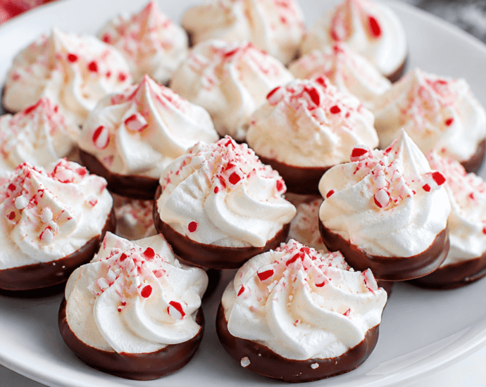 Chocolate Dipped Peppermint Meringues Recipe