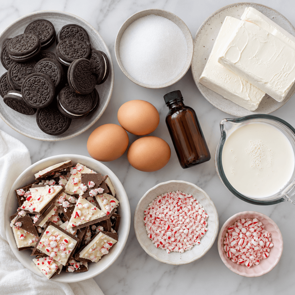 Peppermint Bark Cheesecake ingredients