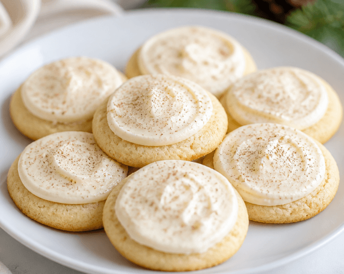 Cozy Eggnog Cookies with Creamy Nutmeg Frosting