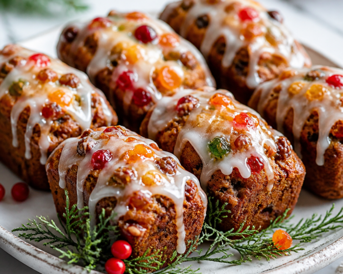 Mini Fruitcakes with Delicious Rum Glaze