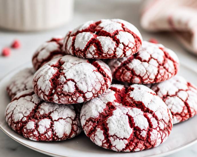 Soft and Velvety Red Velvet Crinkle Cookies
