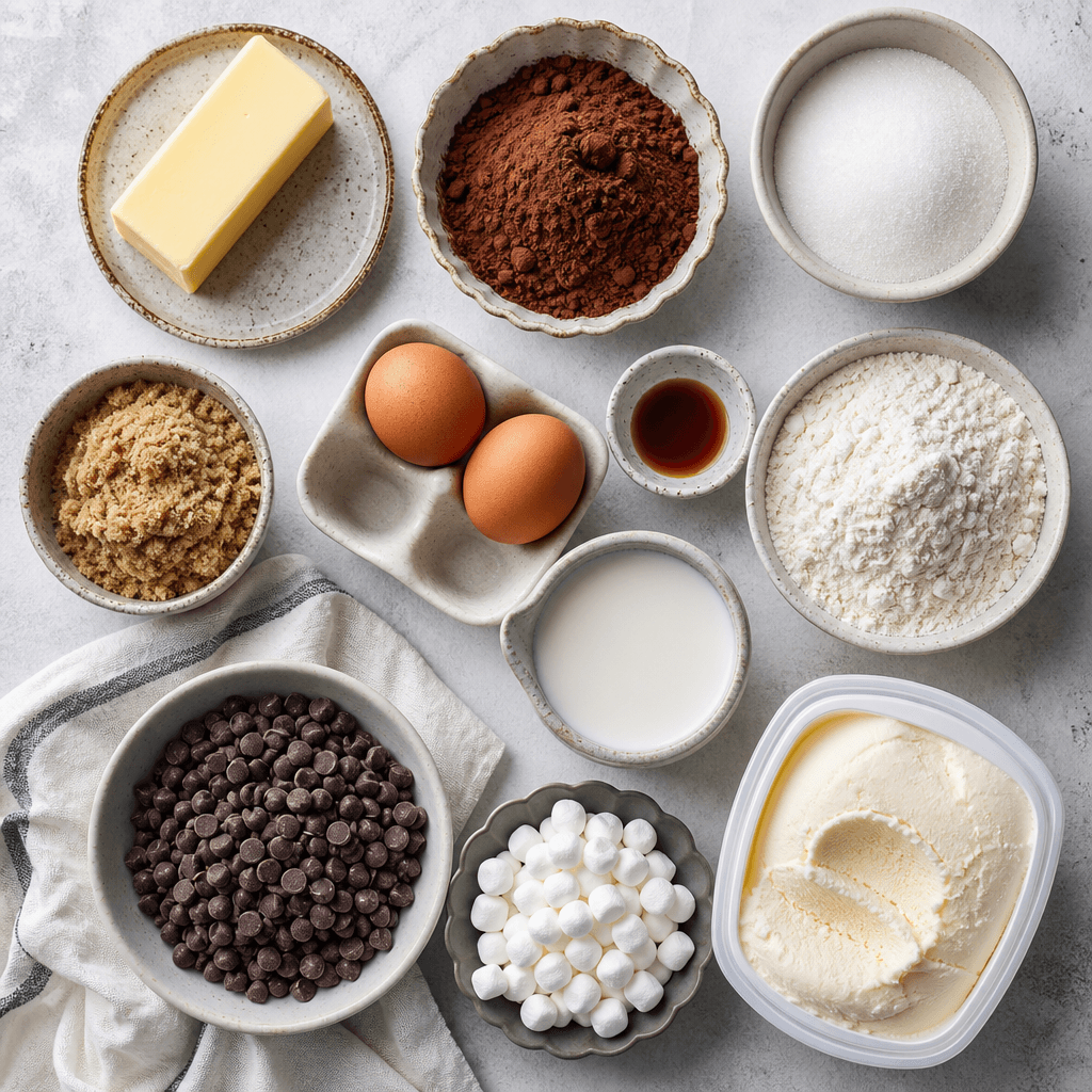 Hot Chocolate Brownie Sundae ingredients