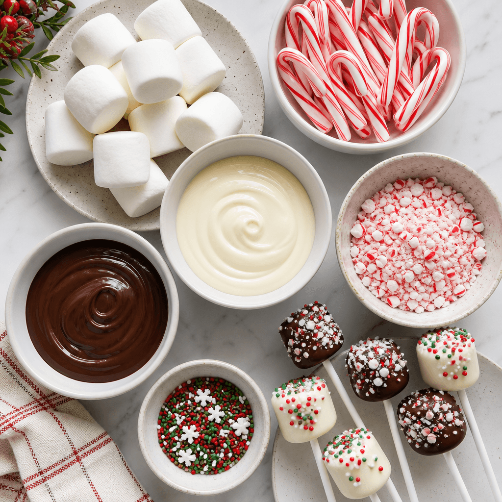 Candy Cane Marshmallow Pops (Easy No-Bake Holiday Treat) ingredients