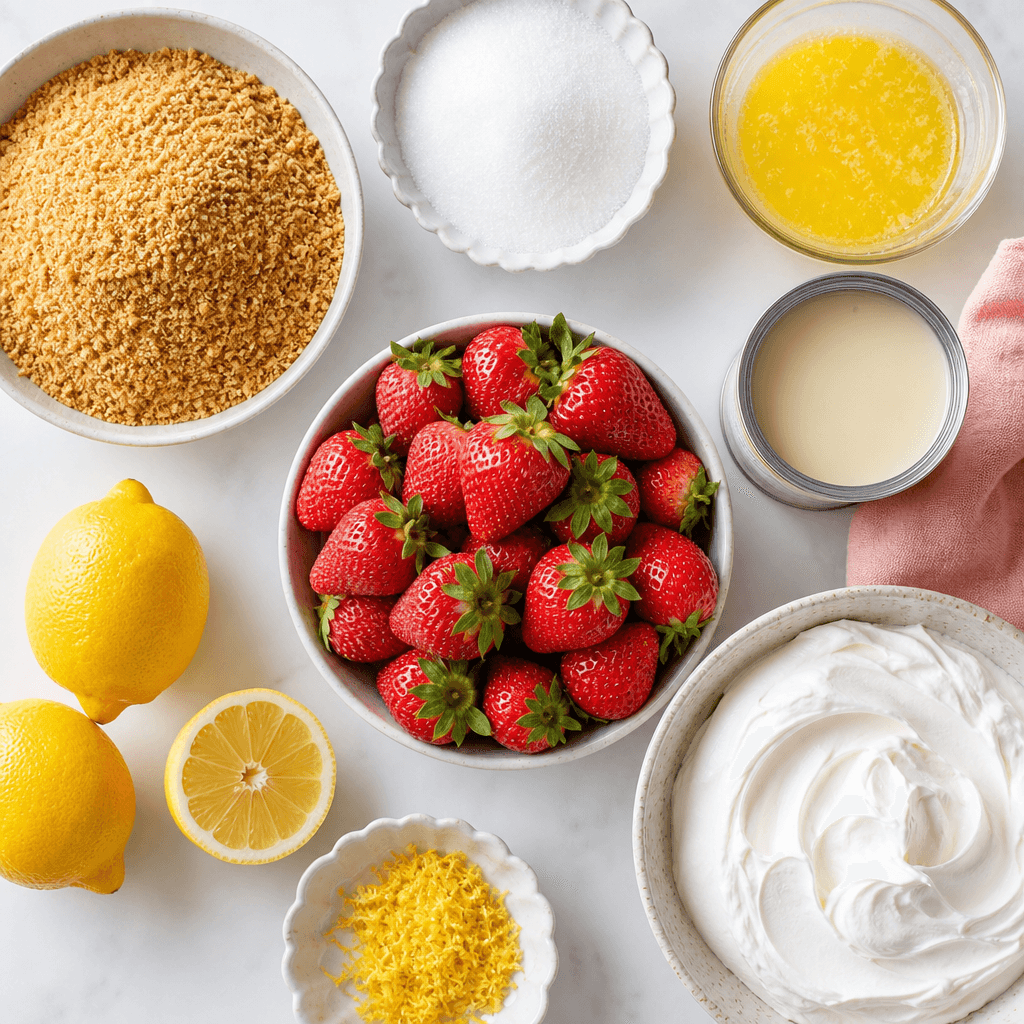 Strawberry Lemonade Pie ingredients
