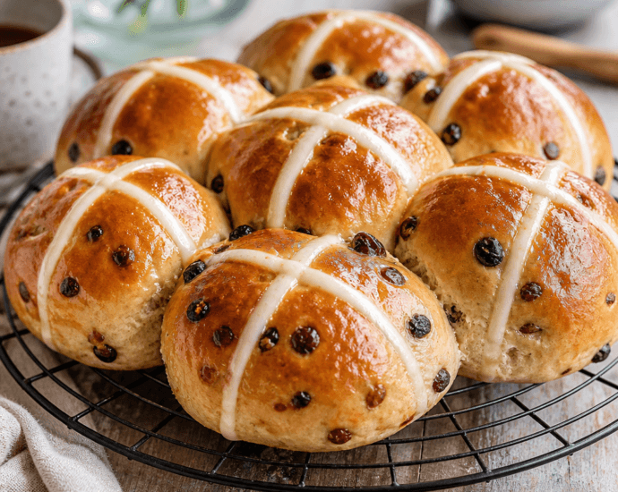 Soft and Fluffy Hot Cross Buns with Raisins and Warm Spices