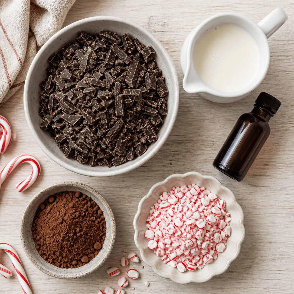 Chocolate Peppermint Truffles (Easy No-Bake) ingredients