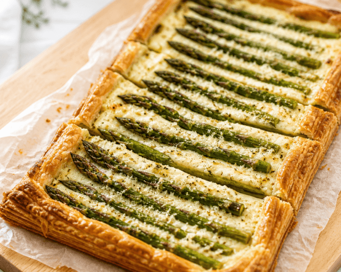 Flaky Buttery Asparagus Puff Pastry Tart
