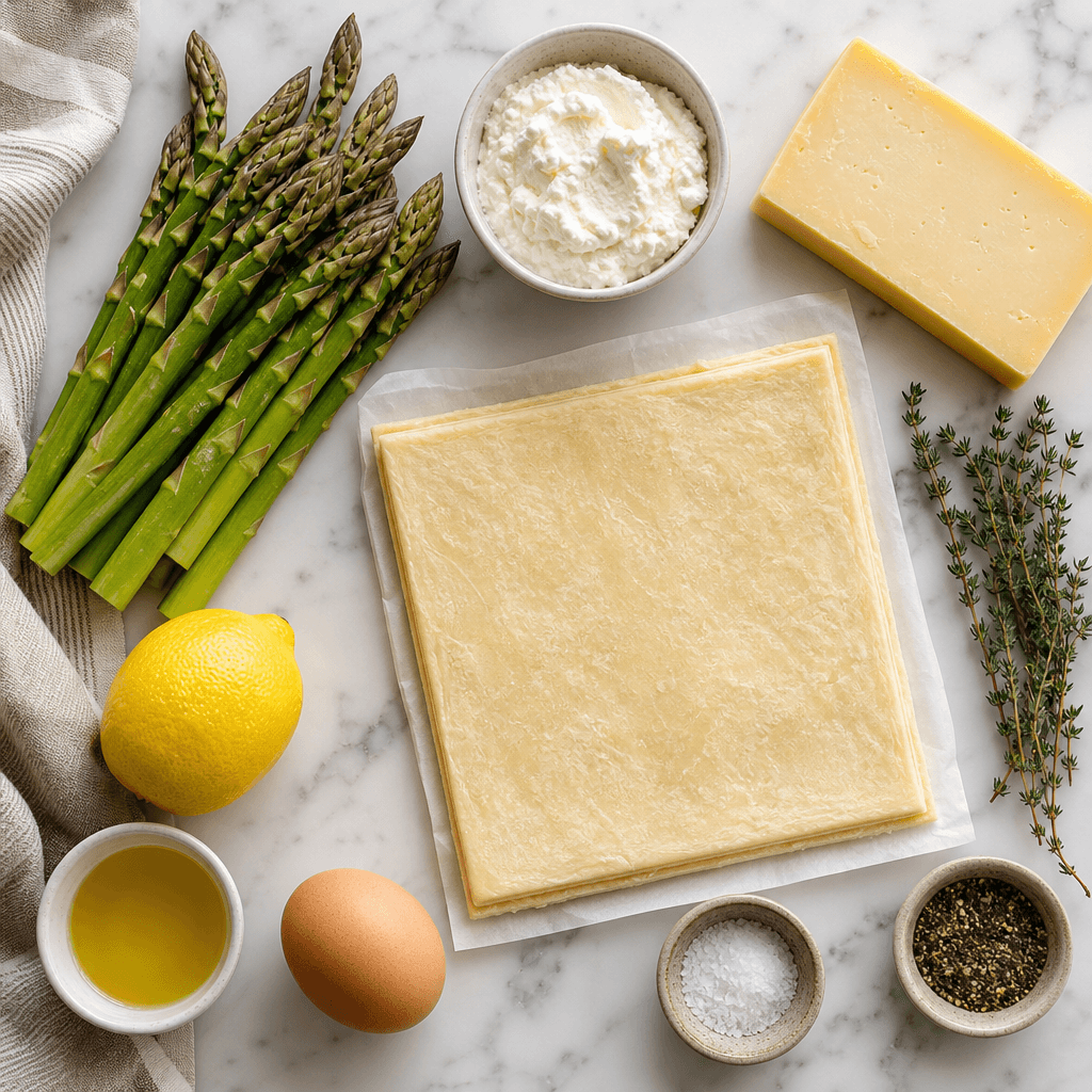Asparagus Puff Pastry Tart ingredients