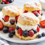 Mixed Berry Shortcakes with Vanilla Cream
