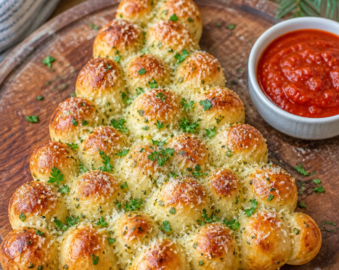 Garlic Parmesan Pull Apart Christmas Tree Bread Recipe