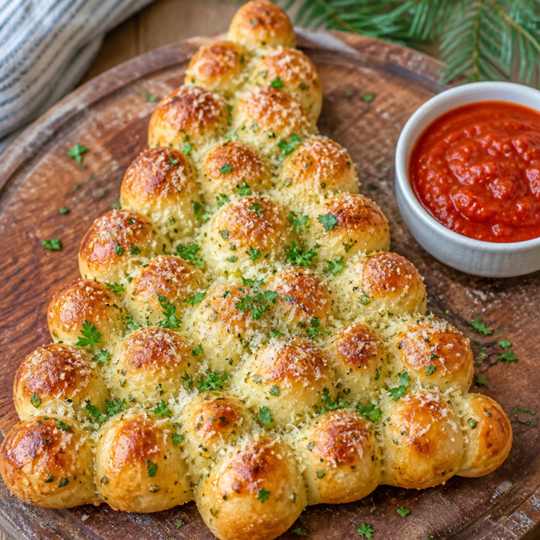 Garlic Parmesan Pull Apart Bread (Christmas Tree Recipe)