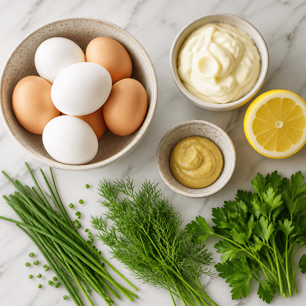 Deviled Eggs with Spring Herbs ingredients