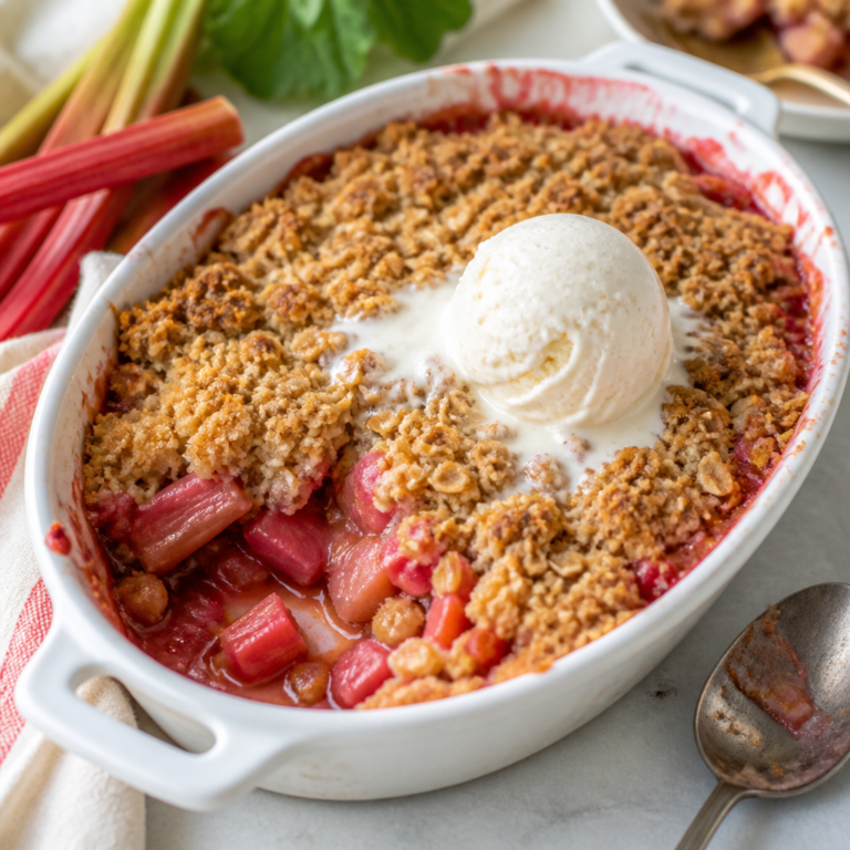 Rhubarb Crisp (Easy Old-Fashioned Recipe with Oat Topping)