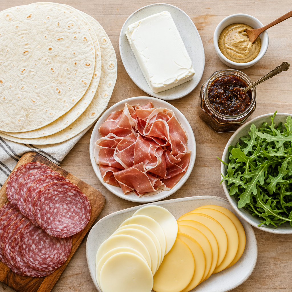 Holiday Charcuterie Pinwheels ingredients