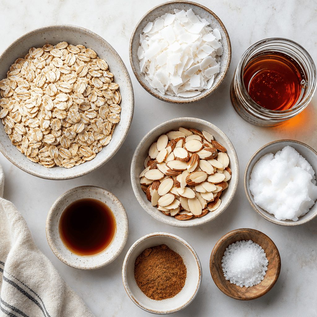 Coconut Almond Granola: Easy Homemade Recipe ingredients