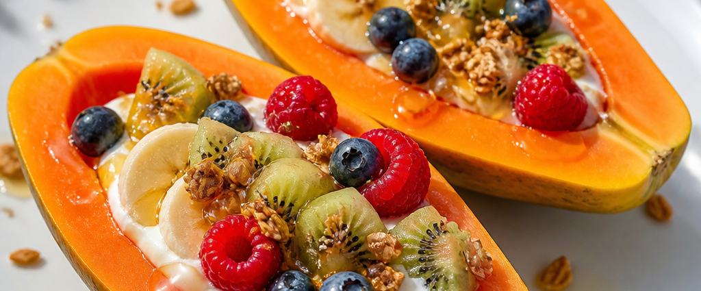 Papaya Boats with Yogurt and Granola
