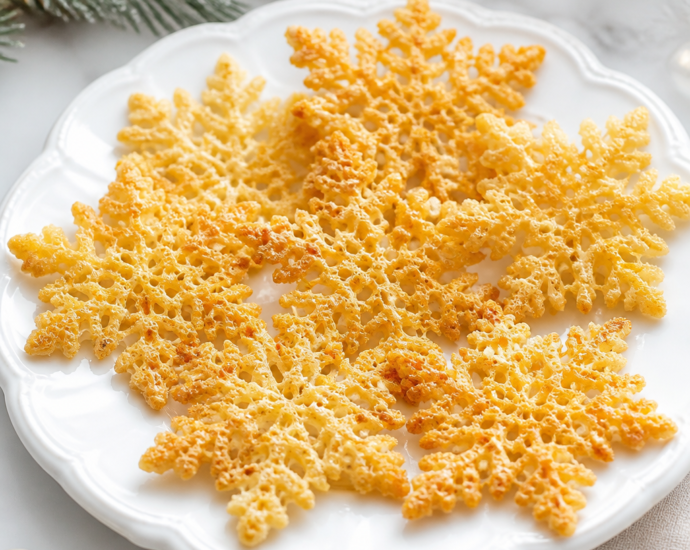 Snowflake Shaped Parmesan Crisps Recipe