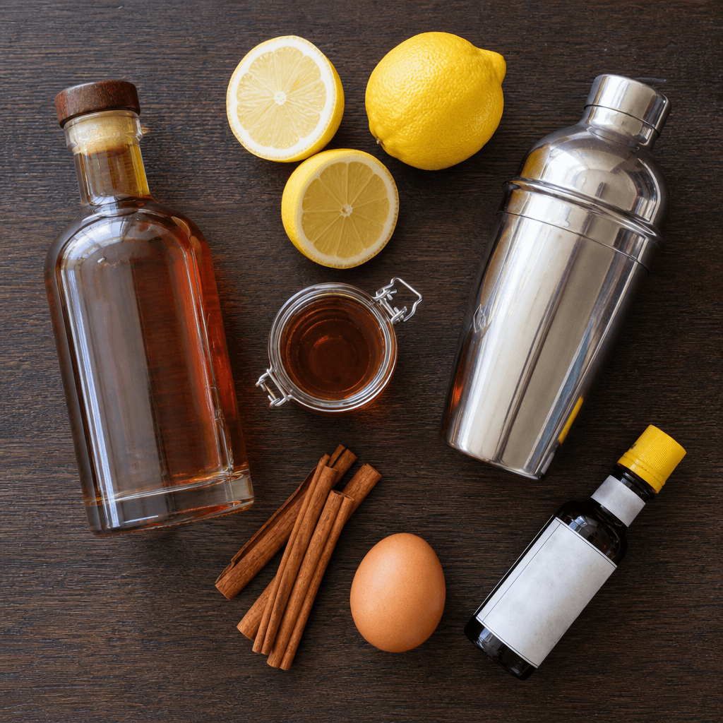Maple Whiskey Sour Recipe ingredients