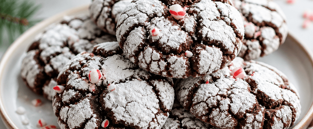 Chocolate Peppermint Crinkle Cookies